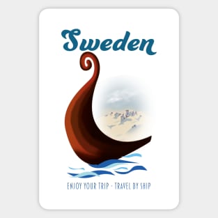 Sweden Long boat travel poster Sticker